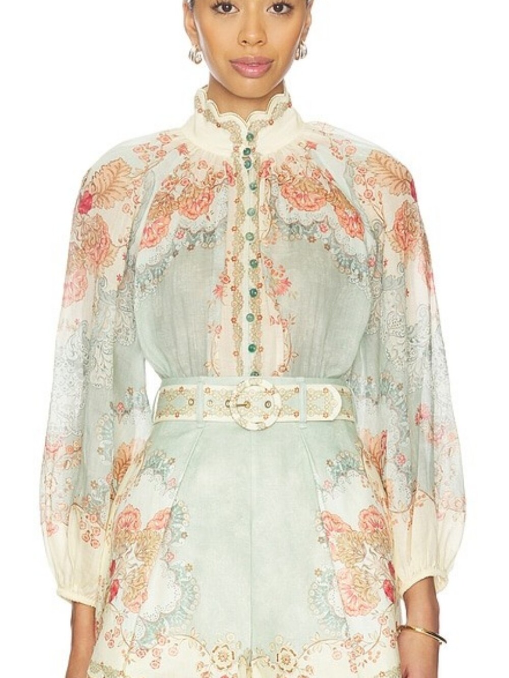Zimmermann Daylight Floral Ramie Blouse